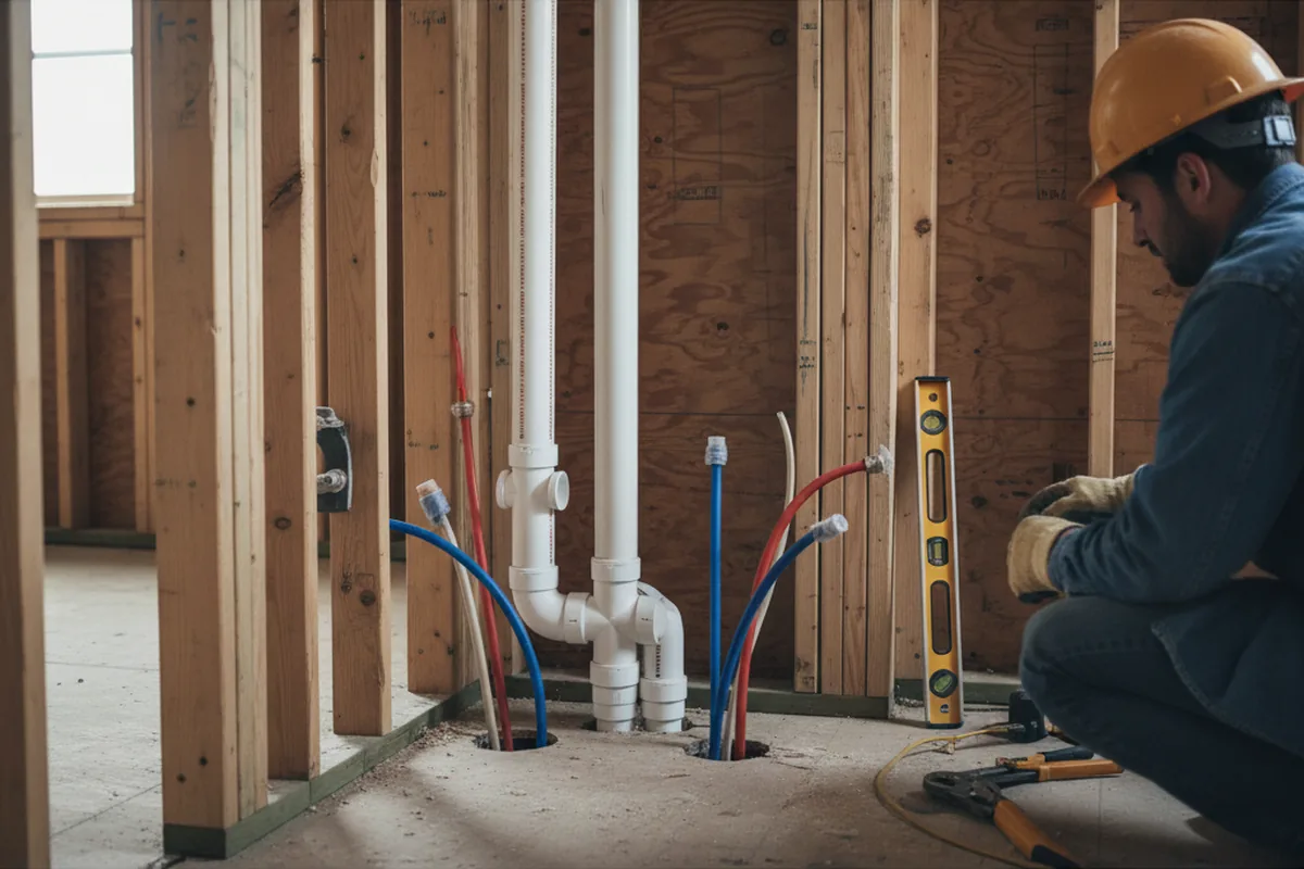 Drain and supply rough-in during Drain Cleaning in Girard